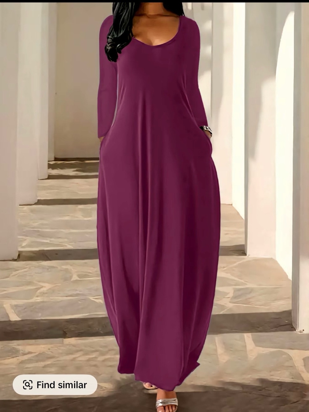 Women’s Long Scoop Neck Maxi Dress in Plum